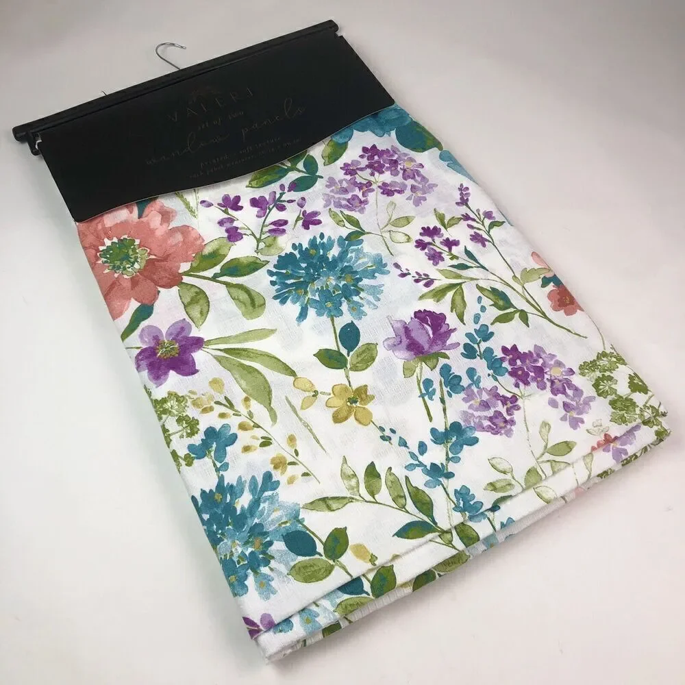 VALERI Floral Window Panels Drapes Curtains 50x96 Grannycore Cottage Colorful